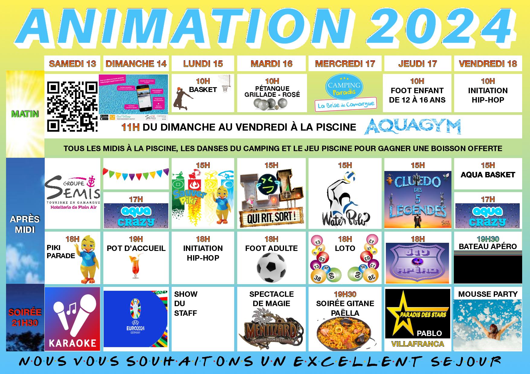 Animations camping été 2024